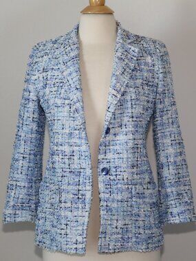 Made in Italy Vintage Paolo Tonali Tweed Blazer Silk Cotton Blend Tassels